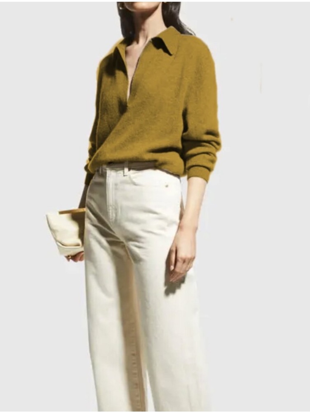 Khaite Jo Cashmere Sweater Absinthe Size XS Olive Green Polo Sweater Luxury Lux